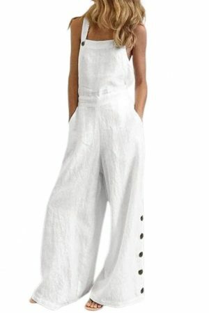 Y2K Style Sleeveless Wide Leg Jumpsuit with Pockets