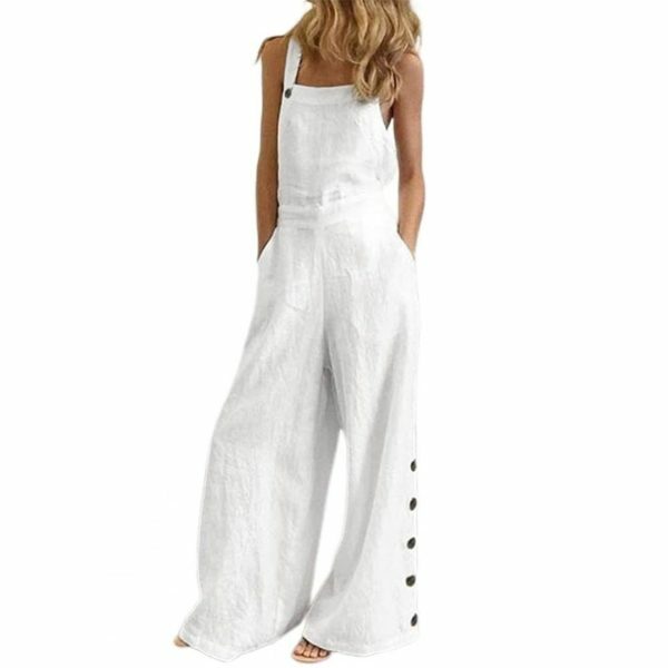 Y2K Style Sleeveless Wide Leg Jumpsuit with Pockets