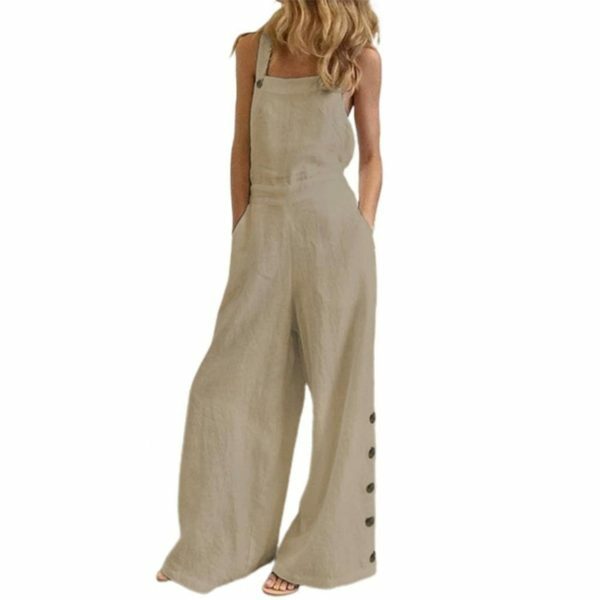 Y2K Style Sleeveless Wide Leg Jumpsuit with Pockets