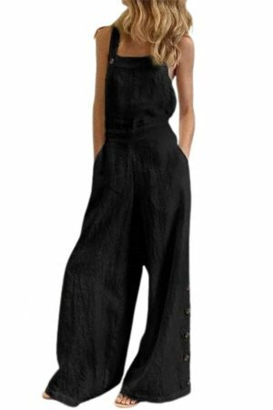 Y2K Style Sleeveless Wide Leg Jumpsuit with Pockets