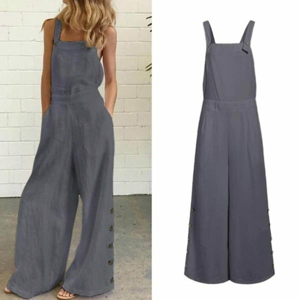 Y2K Style Sleeveless Wide Leg Jumpsuit with Pockets