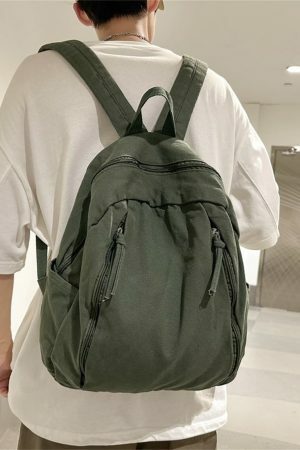 Y2K Style Solid Color Canvas Backpack for Women - Casual Student & Computer School Bag with Large Capacity for Travel