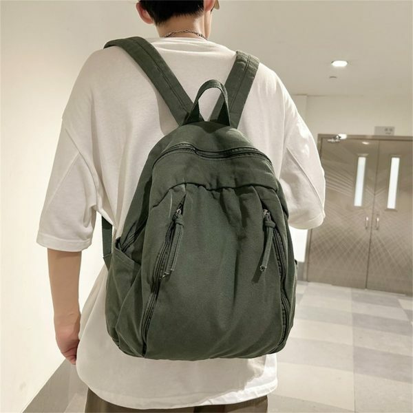 Y2K Style Solid Color Canvas Backpack for Women - Casual Student & Computer School Bag with Large Capacity for Travel