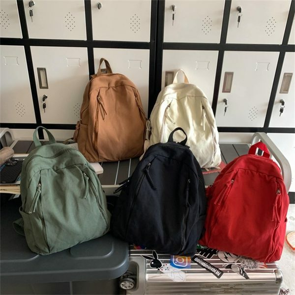 Y2K Style Solid Color Canvas Backpack for Women - Casual Student & Computer School Bag with Large Capacity for Travel