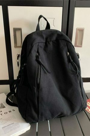 Y2K Style Solid Color Canvas Backpack for Women - Casual Student & Computer School Bag with Large Capacity for Travel