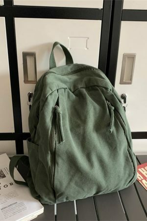 Y2K Style Solid Color Canvas Backpack for Women - Casual Student & Computer School Bag with Large Capacity for Travel