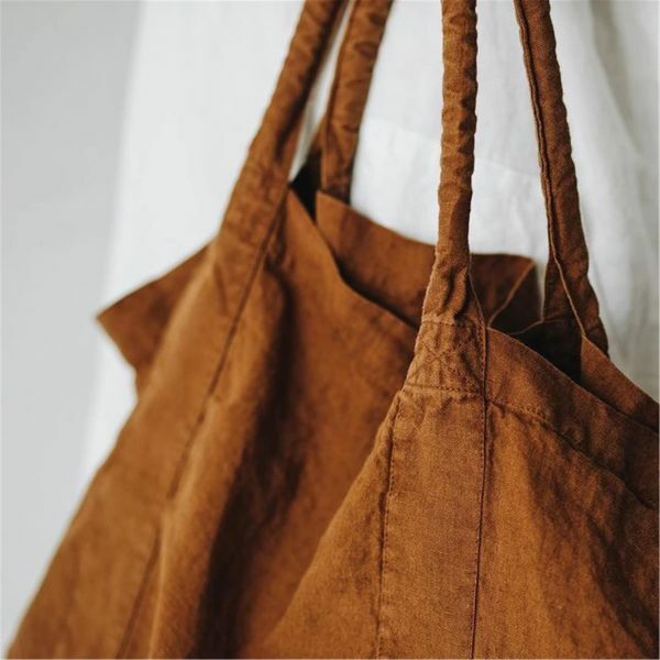 Y2K Style Vintage Canvas Large Capacity Brown Shopping Bag