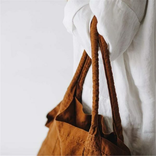 Y2K Style Vintage Canvas Large Capacity Brown Shopping Bag