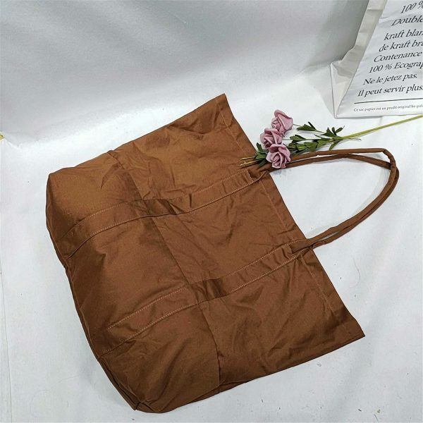 Y2K Style Vintage Canvas Large Capacity Brown Shopping Bag