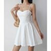 Y2K Style White Mini Dress with Pleats and Tie Straps