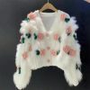 Y2K Style Women's Embroidered Rose Cardigan Sweater