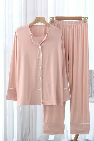 Y2K Style Women's Pajama Set with Long Sleeve Cardigan and Pants