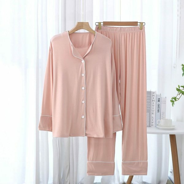 Y2K Style Women's Pajama Set with Long Sleeve Cardigan and Pants