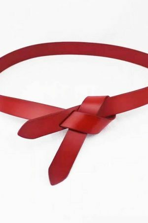 Y2K Style Women's Triple Wrap Self Tie Leather Belt with Bow