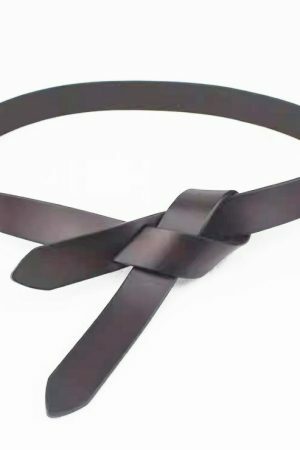 Y2K Style Women's Triple Wrap Self Tie Leather Belt with Bow