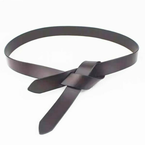 Y2K Style Women's Triple Wrap Self Tie Leather Belt with Bow