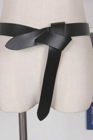 Y2K Style Women's Triple Wrap Self Tie Leather Belt with Bow