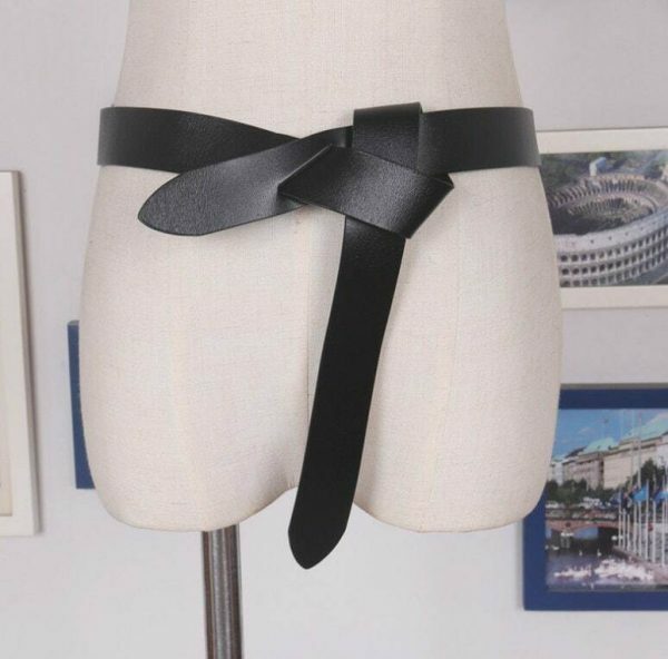 Y2K Style Women's Triple Wrap Self Tie Leather Belt with Bow