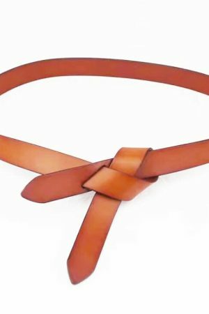 Y2K Style Women's Triple Wrap Self Tie Leather Belt with Bow