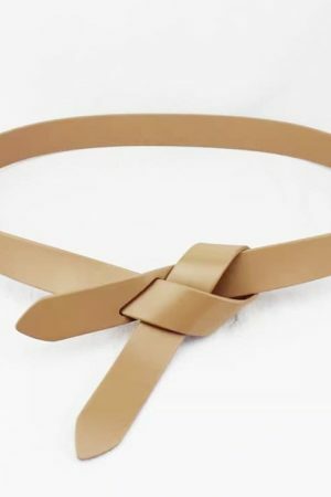 Y2K Style Women's Triple Wrap Self Tie Leather Belt with Bow