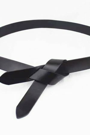 Y2K Style Women's Triple Wrap Self Tie Leather Belt with Bow