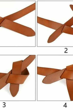 Y2K Style Women's Triple Wrap Self Tie Leather Belt with Bow