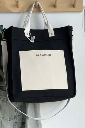 Y2K Style Zipper Canvas Lunch Box Bag for Students and Moms