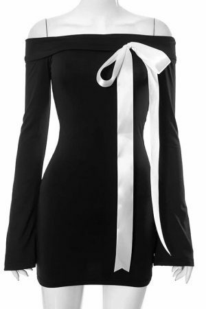 Y2K Tallulah Off-Shoulder Ribbon Streetwear Dress