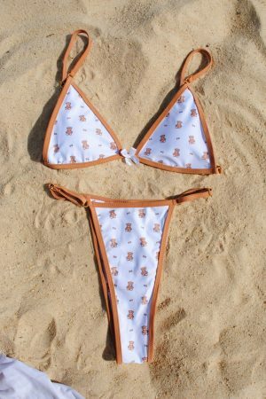 Y2K Teddy Bear Print Coquette Bikini Bottom