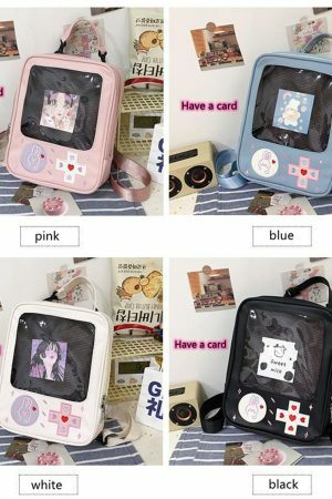 Y2K Transparent Ita Bag with Crossbody Strap - Streetwear Fashion