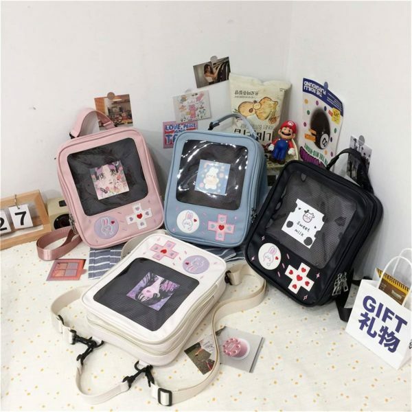 Y2K Transparent Ita Bag with Crossbody Strap - Streetwear Fashion