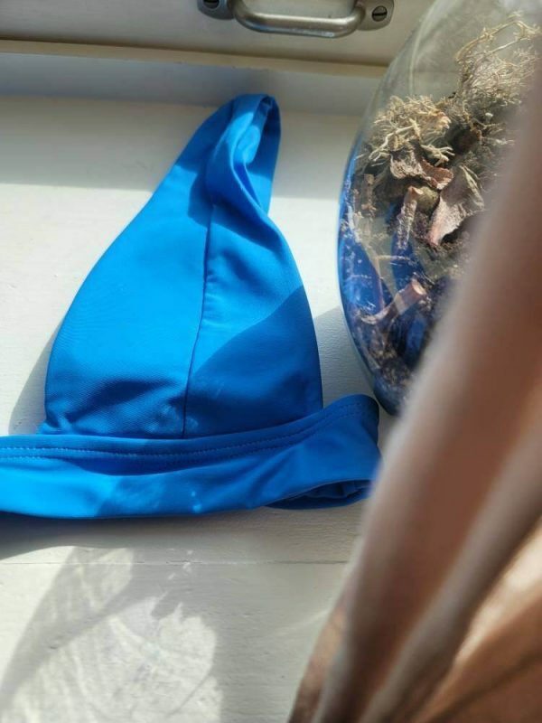 Y2K Triangle Plunge Blue Bikini Top - Handmade Streetwear Swimwear