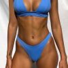 Y2K Triangle Plunge Blue Bikini Top - Handmade Streetwear Swimwear