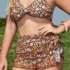 Y2K Twist Front Bikini Top with Floral Print - Plus Size Streetwear