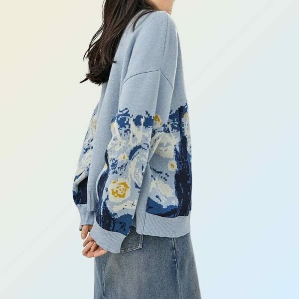 Y2K Van Gogh Embroidered Cardigan