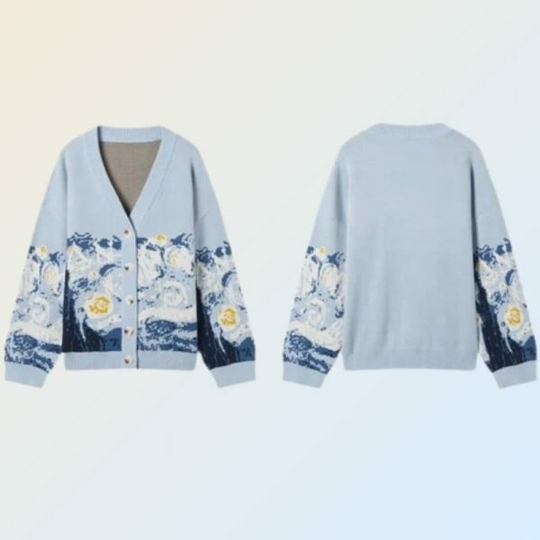 Y2K Van Gogh Embroidered Cardigan