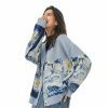 Y2K Van Gogh Knit Cardigan - Oversized V-Neck Sweater