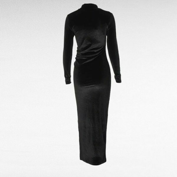 Y2K Velvet Ruched Midi Dress | Streetwear Chic | Autumn Winter Fashion