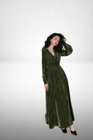 Y2K Velvet V-Neck Dress | Elegant Slim Waist Party Robe | Streetwear Aesthetic