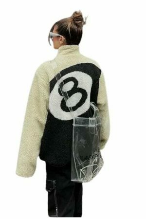 Y2K Vintage 8 Ball Double-Sided Fleece Jacket - Streetwear Goth Harajuku Aesthetic