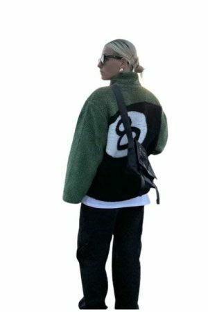 Y2K Vintage 8 Ball Double-Sided Fleece Jacket - Streetwear Goth Harajuku Aesthetic