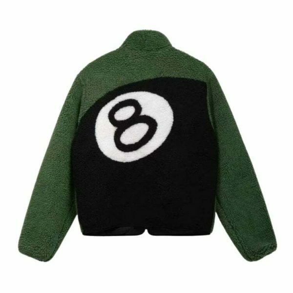 Y2K Vintage 8 Ball Double-Sided Fleece Jacket - Streetwear Goth Harajuku Aesthetic