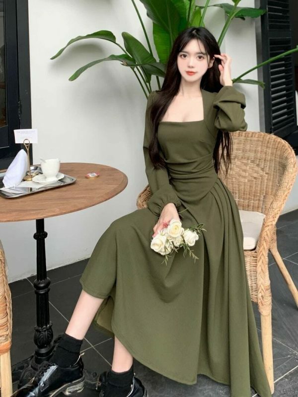 Y2K Vintage A-Line Midi Party Dress for Women, Elegant Evening Club Vestidos Robe