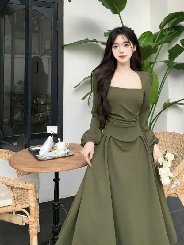 Y2K Vintage A-Line Midi Party Dress for Women, Elegant Evening Club Vestidos Robe