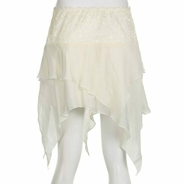 Y2K Vintage Asymmetric Tiered Ruffle Patchwork Mini Skirt