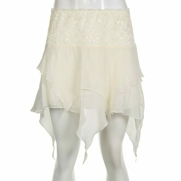 Y2K Vintage Asymmetric Tiered Ruffle Patchwork Mini Skirt