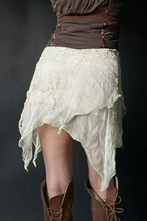 Y2K Vintage Asymmetric Tiered Ruffle Patchwork Mini Skirt