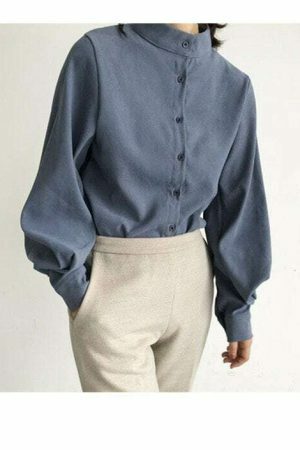 Y2K Vintage Blouse with Lantern Sleeves | Retro Streetwear Top