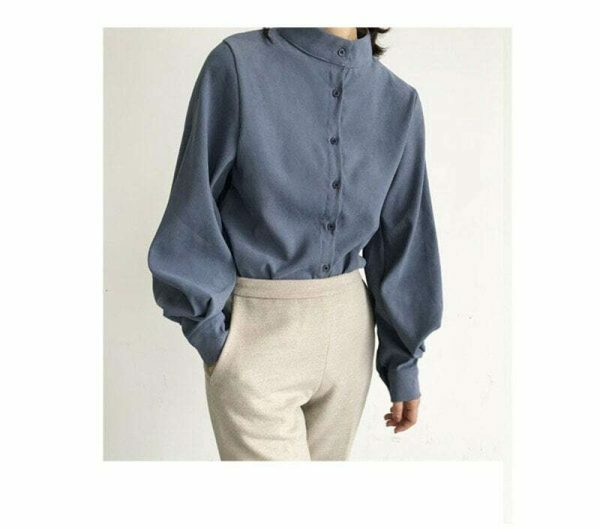 Y2K Vintage Blouse with Lantern Sleeves | Retro Streetwear Top