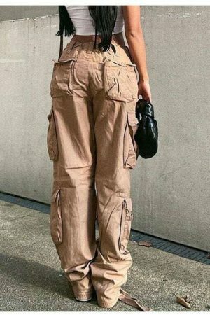 Y2K Vintage Cargo Pants Baggy Jeans Women Fashion Streetwear Wide Leg High Waist Straight Denim Trousers